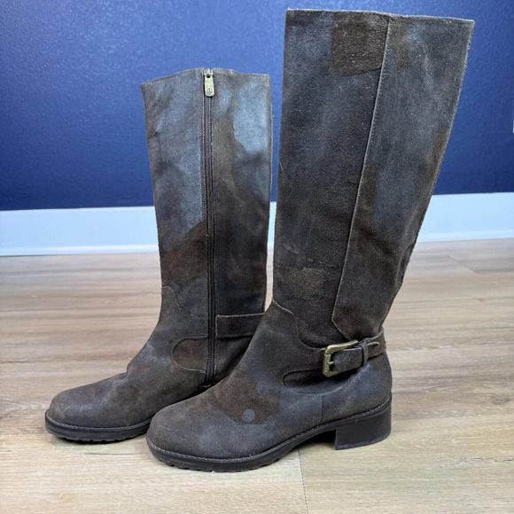 Unique Donald J. Pliner Suede Leather Knee High Riding Boots, Brown, Size 7 - Picture 4 of 10